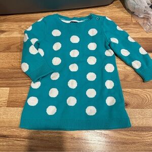 GAP Teal and White Polka Dot baby Sweater Dress